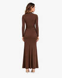 Sienna Draped Long Sleeve Maxi Dress - Brown