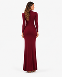 Sienna Draped Long Sleeve Maxi Dress - Burgundy
