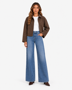 Soline Suede-Look Relaxed Jacket in Brown, product view 1