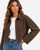 Soline Suede-Look Relaxed Jacket in Brown, product view 2