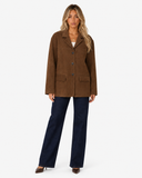 Emilie Suede-Look Tailored Blazer - Brown