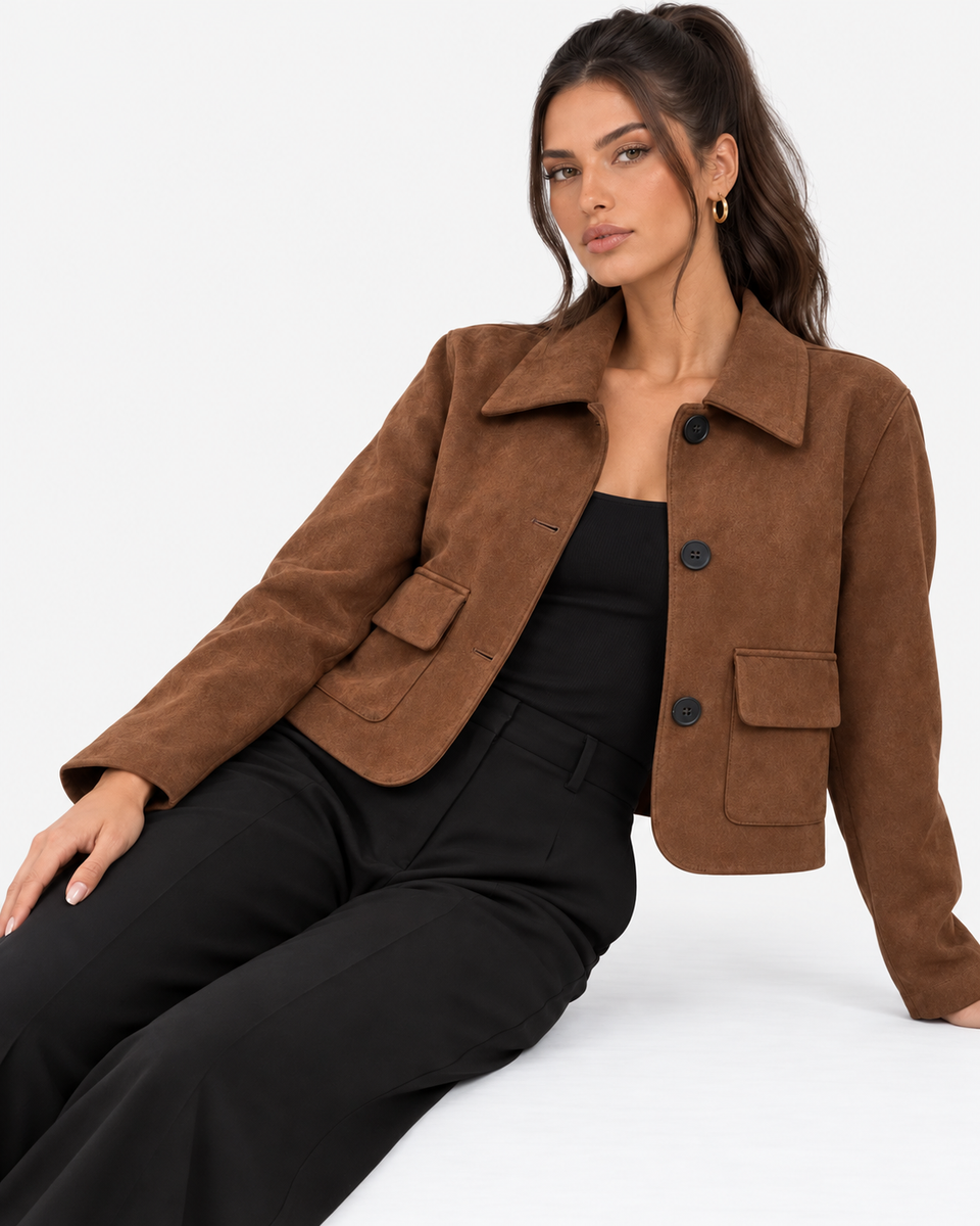 Sylvie Relaxed Pocket Jacket - Brown