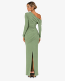 Valentina Off Shoulder Draped Maxi Dress - Green