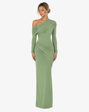 Valentina Off Shoulder Draped Maxi Dress - Green