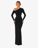 Valentina Off Shoulder Draped Maxi Dress - Black