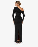 Valentina Off Shoulder Draped Maxi Dress - Black