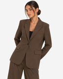 Valerie Relaxed Tailored Blazer - Dark Brown