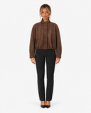 Veronique Suede-Look Bomber Jacket - Brown