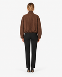 Veronique Suede-Look Bomber Jacket - Brown