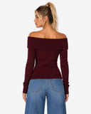 Viviane Off-Shoulder Knit Jumper - Burgundy