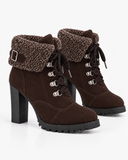 Romina brown boots, pair viewed at an angle.