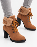 Romina light brown boots, worn with jeans.