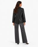 Mariette black leather-effect blazer showing the back and centre seam