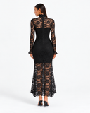 Celeste High Neck Lace Maxi Dress - Black