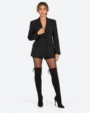 Daria Pointed Toe Stiletto Over-the-Knee Boots - Black
