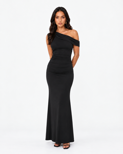 Elara One Shoulder Maxi Dress in Black, product view 1