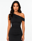 Elara One Shoulder Maxi Dress in Black, product view 3