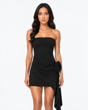 Estelle Rosette Strapless Mini Dress in Black, product view 4