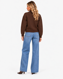 Estelle High Neck Zip Cardigan in brown – back view