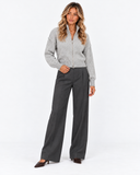 Estelle High Neck Zip Cardigan in grey – front view
