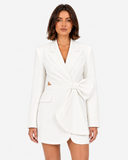 Juliette Bow-Detail Tailored Blazer in White, product view 4