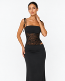 Liora Lace Panel Maxi Dress in Black, product view 3