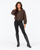 Aveline Zip-Up Bomber Jacket - Brown