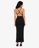Noemie Ribbed Backless Maxi Dress in Black, product view 2