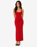 Noemie Ribbed Backless Maxi Dress in Wine Red, product view 4