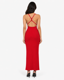 Noemie Ribbed Backless Maxi Dress in Wine Red, product view 2