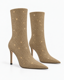 Ophelia khaki boots, pair viewed at an angle.