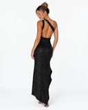 Seraphina Sequin One Shoulder Maxi Dress in Black, product view 2