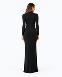 Sienna Draped Long Sleeve Maxi Dress in Black, product view 2