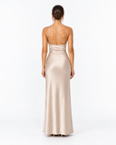 Solene Satin One Shoulder Maxi Dress in Apricot, product view 3