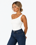 Arielle Asymmetric One Shoulder Bodysuit - White