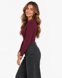 Clara Long Sleeve Bodysuit - Burgundy