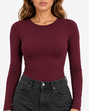 Clara Long Sleeve Bodysuit - Burgundy