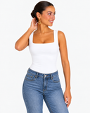 Nola Double Layer Square Neck Top - White