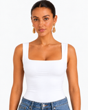 Nola Double Layer Square Neck Top - White