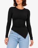 Marlowe Ruched Long Sleeve Top - Black