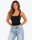 Serina Scoop Neck Top - Black