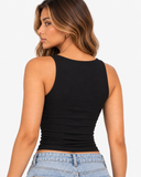 Serina Scoop Neck Top - Black